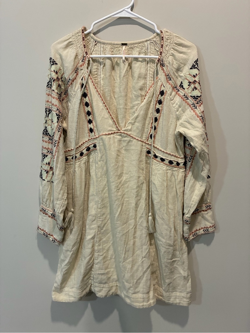 Free People “All My Life” Embroidered Oversized Swing Dress Size Small - Picture 3 of 10